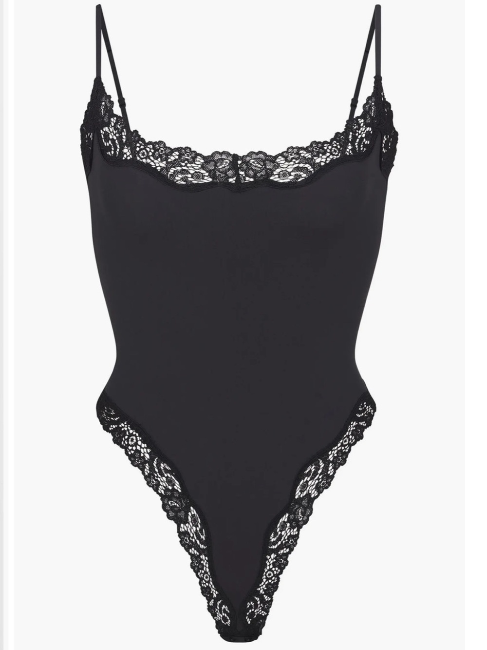 NWT SKIMS Fits Everybody Lace Cami Onyx Lace-Trim Bodysuit Sz S - Picture 1 of 4